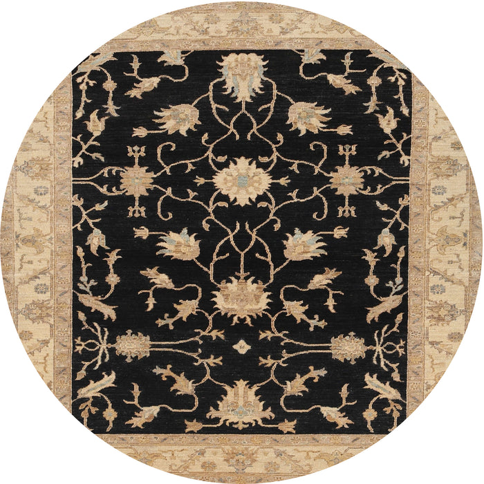 Round Traditional Burgundy Brown Persian Rug, tr1509