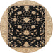 Round Traditional Burgundy Brown Persian Rug, tr1509