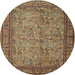 Square Machine Washable Traditional Peru Brown Rug, wshtr150