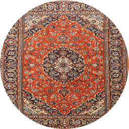 Round Traditional Red Medallion Rug, tr1511