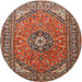 Round Traditional Red Medallion Rug, tr1511