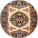 Round Traditional Red Brown Persian Rug, tr1512