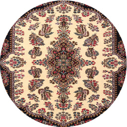 Round Traditional Brown Medallion Rug, tr1515