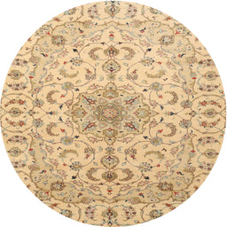 Round Traditional Brown Medallion Rug, tr1516