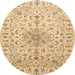 Round Traditional Brown Medallion Rug, tr1516