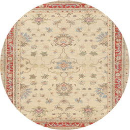 Round Traditional Brown Gold Oriental Rug, tr1517
