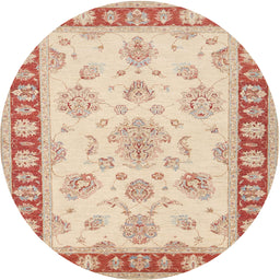 Round Traditional Deep Peach Orange Oriental Rug, tr1518