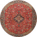 Round Traditional Red Medallion Rug, tr1519