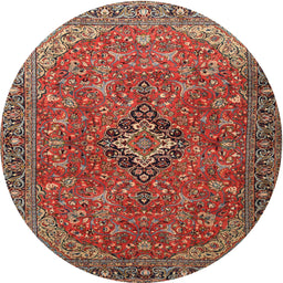 Square Machine Washable Traditional Tomato Red Rug, wshtr1519