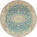 Round Traditional Brown Medallion Rug, tr151