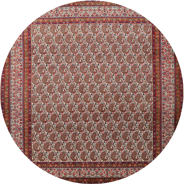 Round Traditional Saffron Red Persian Rug, tr1521
