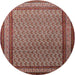 Round Traditional Saffron Red Persian Rug, tr1521