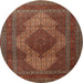 Round Traditional Saffron Red Persian Rug, tr1523