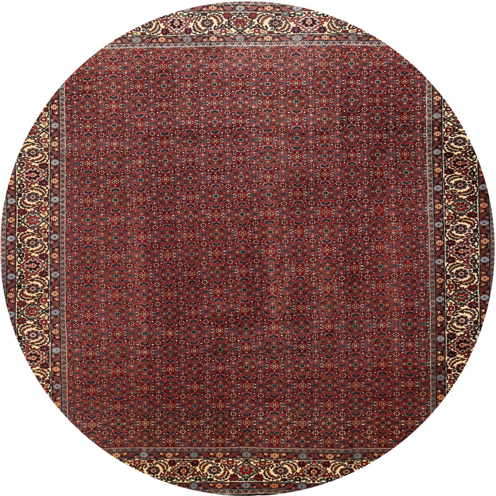 Round Traditional Dark Gold Brown Persian Rug, tr1524