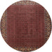 Round Traditional Dark Gold Brown Persian Rug, tr1524
