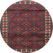 Round Traditional Saffron Red Persian Rug, tr1525