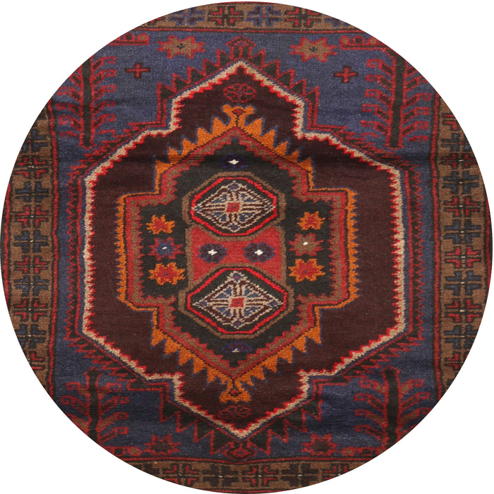 Round Traditional Saffron Red Persian Rug, tr1528