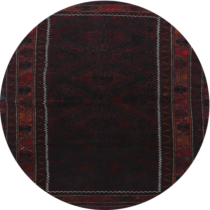 Round Traditional Charcoal Black Persian Rug, tr1531