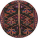 Round Traditional Reddish Brown Persian Rug, tr1534