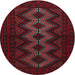Round Traditional Burgundy Brown Persian Rug, tr1535