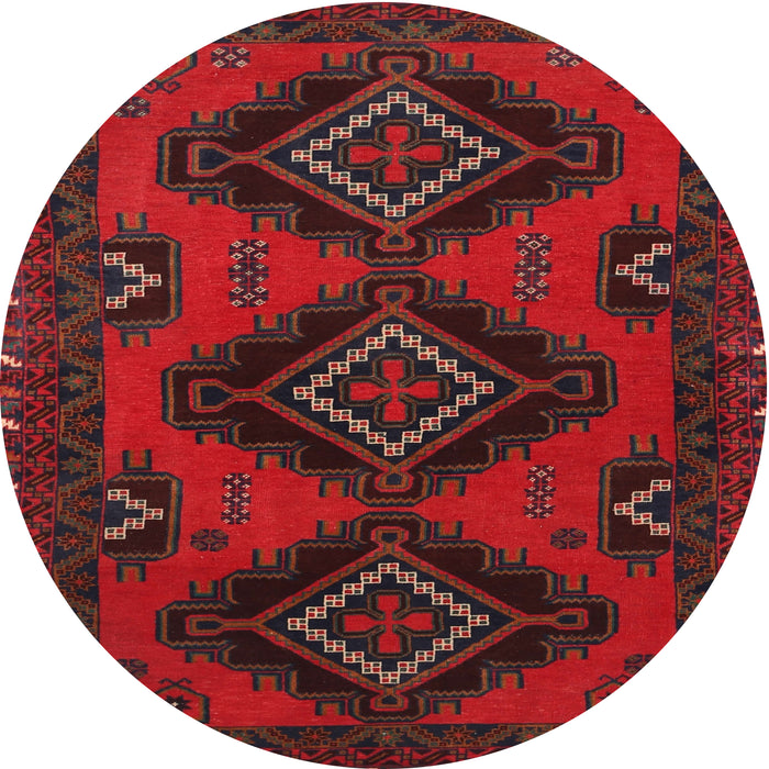 Square Machine Washable Traditional Red Rug, wshtr1537