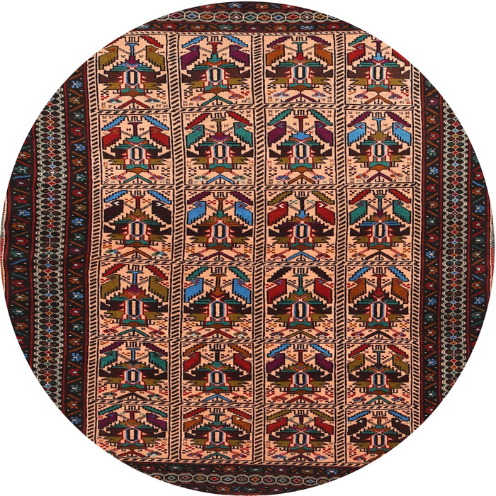 Round Traditional Dark Almond Brown Persian Rug, tr1538