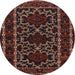 Square Machine Washable Traditional Chestnut Brown Rug, wshtr1539