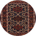 Round Traditional Chestnut Brown Persian Rug, tr1539