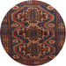 Square Machine Washable Traditional Sienna Brown Rug, wshtr1541