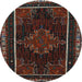 Round Traditional Red Persian Rug, tr1543