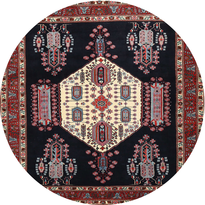 Round Traditional Mauve Taupe Purple Persian Rug, tr1544