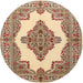 Round Traditional Brown Gold Medallion Rug, tr1546