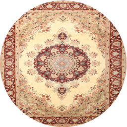 Round Traditional Brown Gold Medallion Rug, tr1547