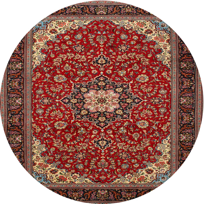 Round Traditional Orange Salmon Pink Medallion Rug, tr1549