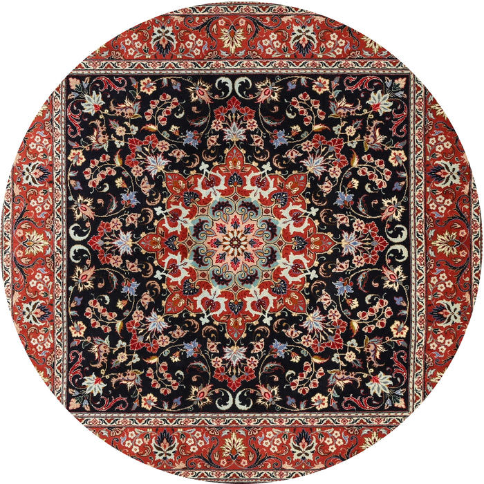 Round Traditional Deep Red Persian Rug, tr1551