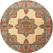 Round Traditional Sienna Brown Persian Rug, tr1553