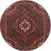 Round Traditional Dark Almond Brown Persian Rug, tr1555
