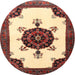 Round Traditional Saffron Red Medallion Rug, tr1557