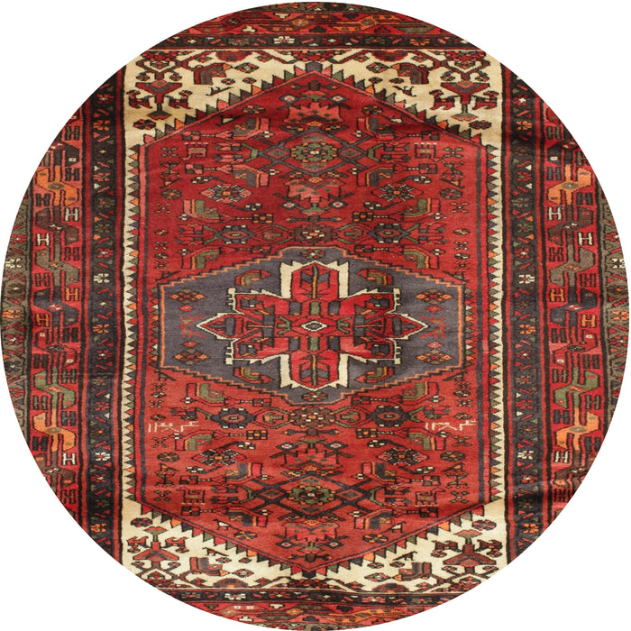 Round Traditional Sienna Brown Persian Rug, tr155