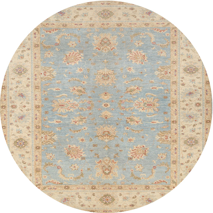 Round Traditional Light French Beige Brown Oriental Rug, tr1560