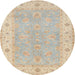 Round Traditional Light French Beige Brown Oriental Rug, tr1560