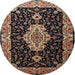 Round Traditional Chocolate Brown Medallion Rug, tr1561