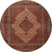 Square Machine Washable Traditional Saffron Red Rug, wshtr1563