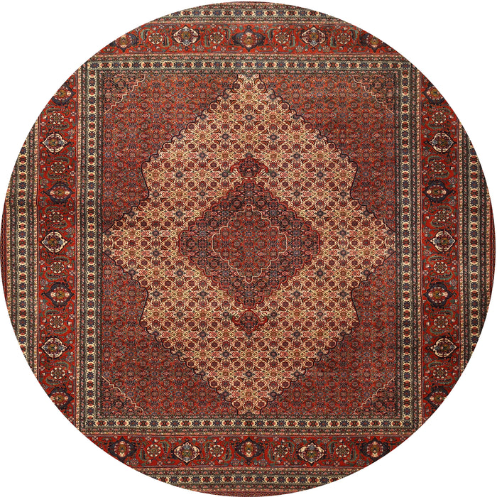 Round Traditional Saffron Red Persian Rug, tr1563