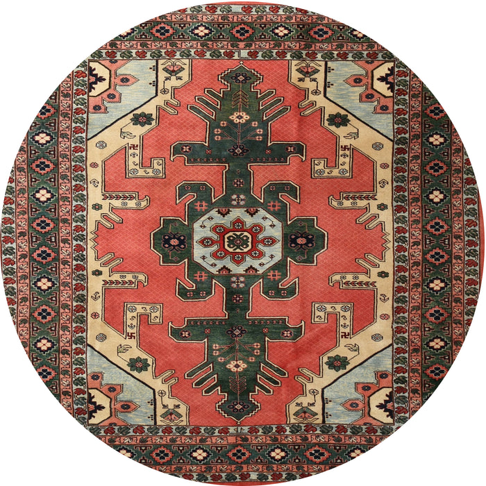 Square Machine Washable Traditional Saffron Red Rug, wshtr1565
