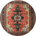 Square Machine Washable Traditional Saffron Red Rug, wshtr1565