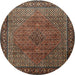 Round Traditional Orange Salmon Pink Persian Rug, tr1566