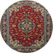 Round Traditional Brown Medallion Rug, tr1567