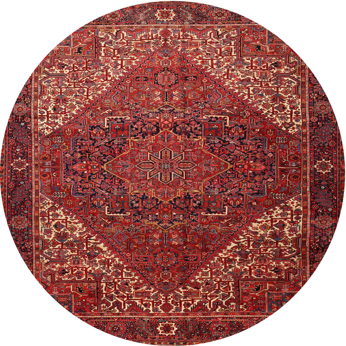 Round Traditional Cherry Red Persian Rug, tr1569