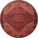 Round Traditional Cherry Red Persian Rug, tr1569